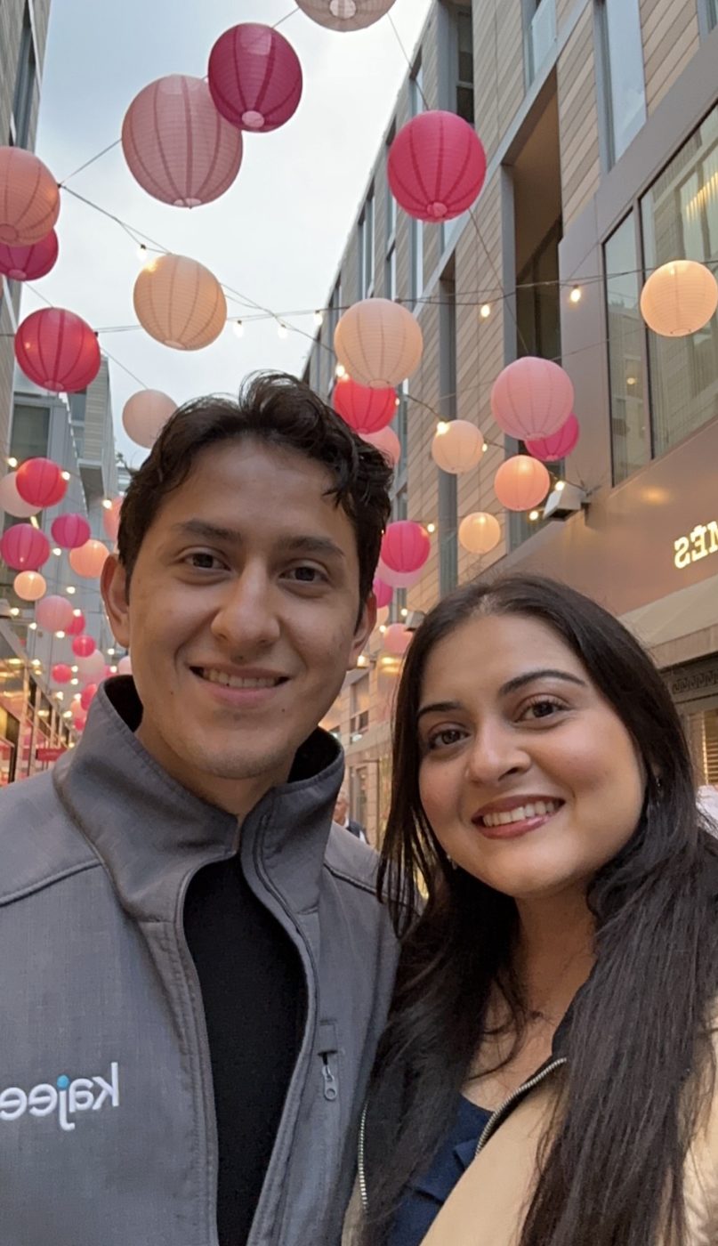 Selfie under pink lanterns