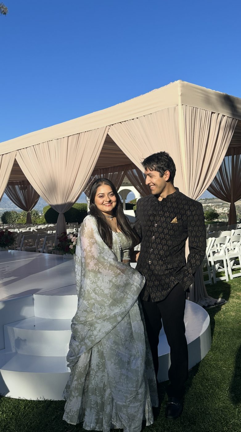Dressed up at an outdoor celebration